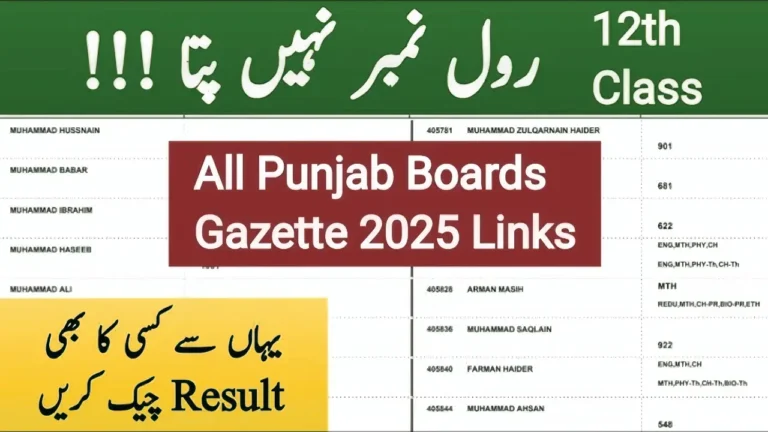 12th Class Gazette 2025 All Punjab Boards